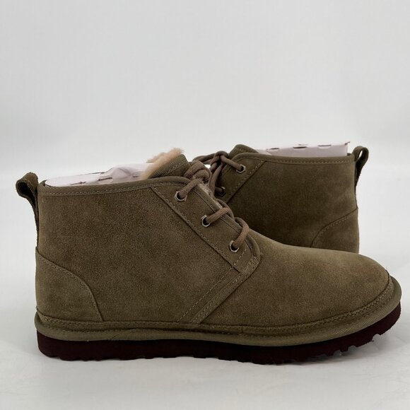 UGG Neumel Classic Suede Boots Size 10 Olive Lace Up Sheepskin Lined - Picture 10 of 15
